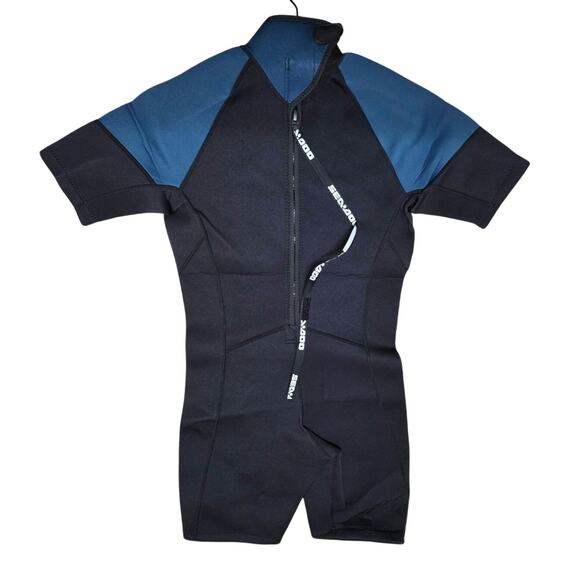 Sea-Doo 3 mm Escape Shorty Wetsuit mens Large Navy Blue Marine Surfing Swimming - Picture 10 of 16